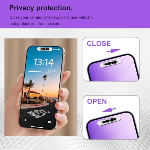 Front Camera Privacy Cover Compatible for iPhone 17/16/15/14 Pro & Pro Max, [2 Pack] Anti-Spy Lens Protector, On/Off Face ID Compatible Slide Cover, Camera Protector for Privacy & Security (Black)