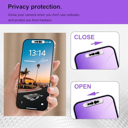Front Camera Privacy Cover Compatible for iPhone 17/16/15/14 Pro & Pro Max, [2 Pack] Anti-Spy Lens Protector, On/Off Face ID Compatible Slide Cover, Camera Protector for Privacy & Security (Black)