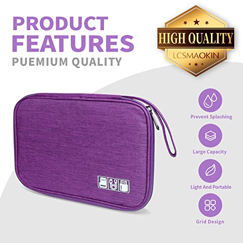 Lcsmaokin Electronics Travel Organizer,Portable Waterproof Electronic Travel Storage Bag for Small Charging Cord Storage,Charger,Small Electronics,SD Card etc,for Travel,Business -Purple - color: A-Purple, size: Single Layer