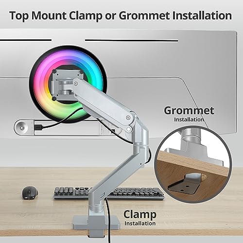 AVLT Single Monitor Arm Desk Mount, Gray | 34-57" Screens, Heavy Duty - color: Gray-34 to 57 Inch
