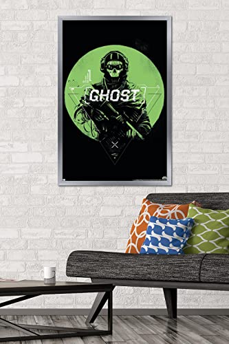 Trends International Call of Duty: Modern Warfare 2 - Ghost Emblem Wall Poster, 22.375" x 34", Silver Framed Version - color: Silver Framed Version, size: 34"L x 22.4"W