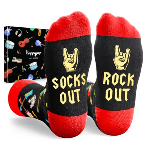 HAPPYPOP Music Gifts for Music Lovers - Guitar Saxophone Violin Socks for Musicians Players - color: Socks Out Rock Out
