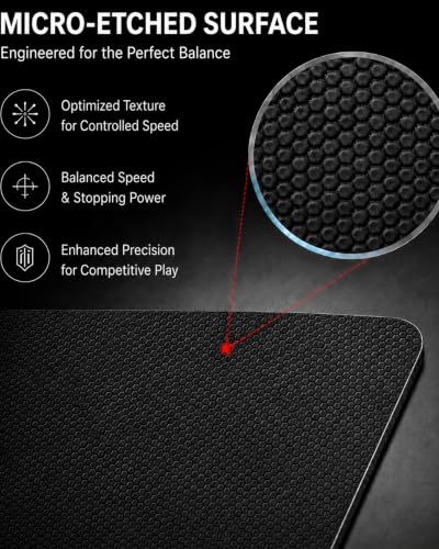Tempered Glass Gaming Mouse Pad, Micro-Etched Ultra-Smooth Surface, Hard Mouse Pad for Fast Glide, Precision Tracking, Speed & Control, Non-Slip Base, 16.1" x 12.2" - color: Black