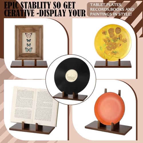 RattanView 1 Pcs Wood Plate Stand for Display 5.9 Inch Plate Holder Display Frame Picture Photo Card Tabletop Decorative Stand - size: 5.9 Inch