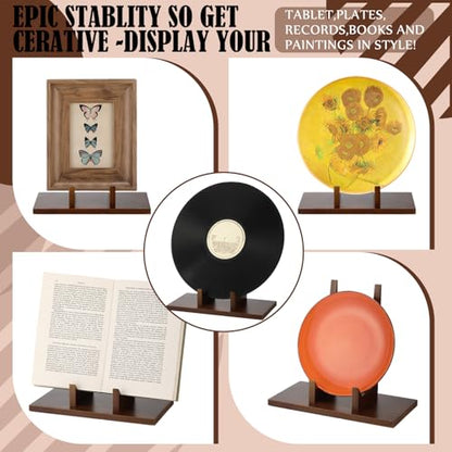 RattanView 1 Pcs Wood Plate Stand for Display 5.9 Inch Plate Holder Display Frame Picture Photo Card Tabletop Decorative Stand - size: 5.9 Inch