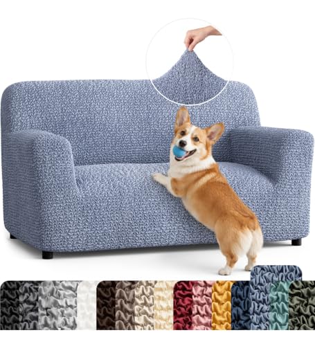Premium Stretch Couch Covers for Sofa - Sofa Chair Cover Washable, Dogs & Pets Friendly - Elastic Polyester Loveseat Slipcovers - Non-Slip Love Seat Couch Covers - Blue (40"-63" Wide) - color: Blue, size: 40"-63" Wide
