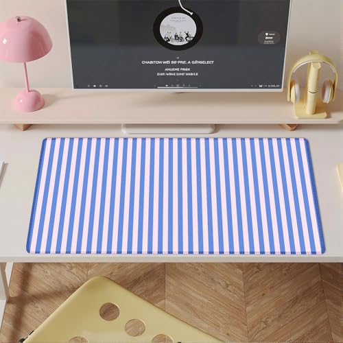 Blue Pink Striped Desk Mat Cute Pastel XXL Large Gaming Mouse Pad Desk Pad Kawaii Aesthetic Home Office Decor Cozy Keyboard Laptop Computer Mat - color: A6- Blue Pink