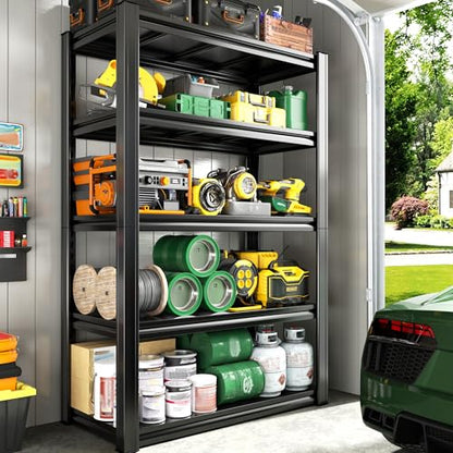 Raybee Storage Shelves Garage Shelving Heavy Duty,5-Tier Adjustable Garage Shelves,Metal Shelving for Garage,Basement, Warehouse,Pantry, 72" H x 31.5" W x 16.5" D，Black - size: 16.5"D x 31.5"W x 72"H,Black