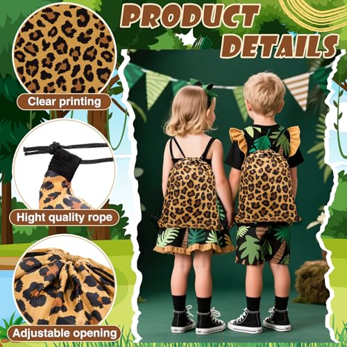 Yiyiring 16 Pcs Cheetah Drawstring Bags, Leopard Gift Drawstring bags cheetah party favors decor for Theme Birthday Party Supplies(Brown Leopard) - style: Brown Leopard