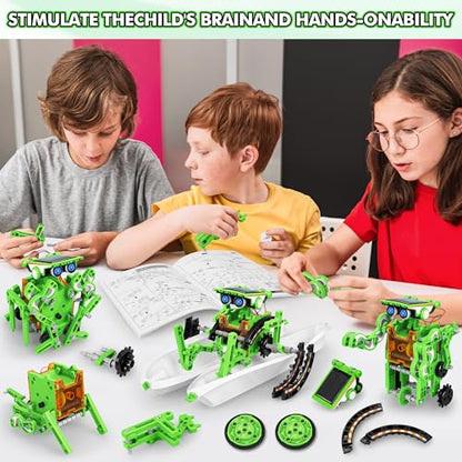 STEM 13-in-1 Education Solar Power Robots Toys for Boys Age 8-12, Educational Toy Science Kits for Kids Experiment Robotics Set Birthday Gifts for 8 9 10 11 12 Years Old - color: Green