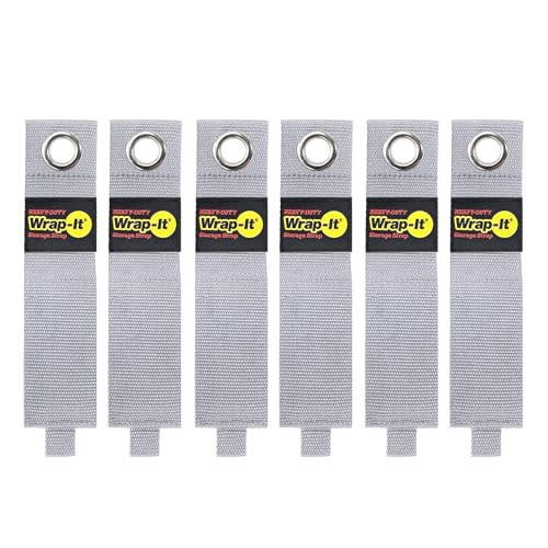 Heavy-Duty Wrap-It Storage Straps - 17" (6-Pack) Silver - Garage Organizer and Extension Cord Hanger for Storage Ideas as an Electric Cord Holder - color: Silver, size: 17-in. (6-Pack)