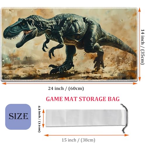 MTG Playmat, Smooth Surface Game Play Pad MTG TCG 24 x 14 inch with Storage Bag, Non-Slip Mouse Pad Card Fighting Game, T-Rex - color: T-Rex