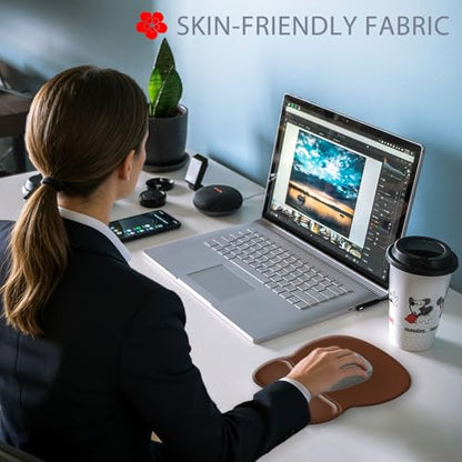 Ergonomic Mouse Pad with Wrist Rest, Comfortable Gel Concave Mouse Pad with Non-Slip Base, Pain Relief Mouse Pads with Smooth Wrist Support for Office & Home (Brown) - color: Brown