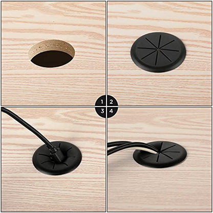 HYCC 2 Inch Desk Grommet Black, Desk Hole Cover for Cables, Flexible Cable Grommet - 5 Pack - color: Black, size: 2 Inch-Black
