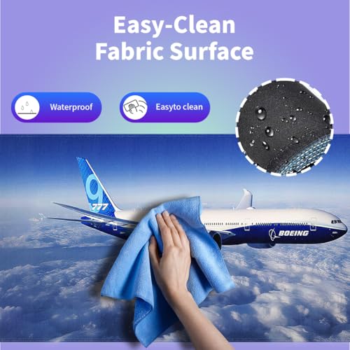 Large Gaming Mouse Pad (31.5" x 15.8") - Airplane Soaring Above the Clouds, Aircraft Design for Boeing 777 Enthusiast Extra XXL Extended Office Accessories, Premium Stitched Anti-Slip Desk Mat - color: Boeing 777