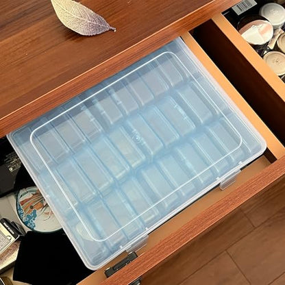 Bead Organizer Box-Blue Plastic Box 31 Pcs Storage Plastic Cases Mini Clear Bead Storage Containers Boxes with Hinged Lid and Rectangle Bracelet Making DIY Jewelry Craft Nail - color: Blue