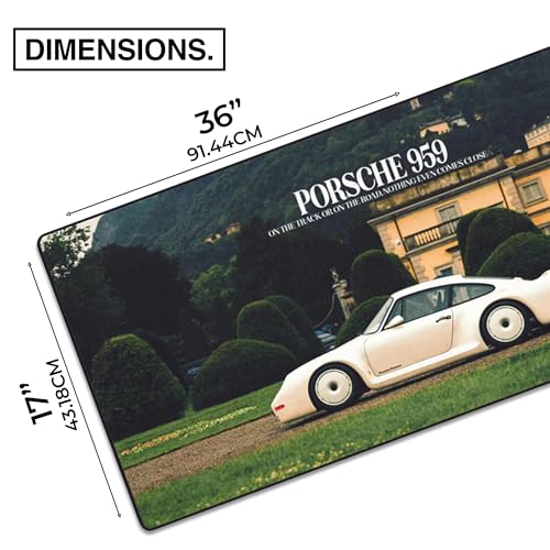 MPCO. Original Large Gaming Desk Mat – 36" x 17" Duraglyde Racing Series Porsche-959 Full Desk Mouse Pad for Smooth Precision – Non-Slip, Washable Extra-Large PC Mouse Pad for Gaming Sessions - color: Duraglyde Porsche-959