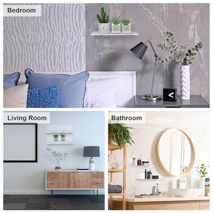 Vinsot 8 Pack Acrylic Floating Shelves 12 Inch Clear Acrylic Wall Display 4 mm Thick Invisible Book Shelves for Bedroom Living Room Bathroom Office Wall