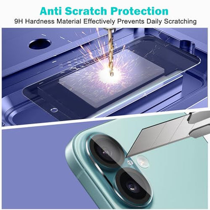 PEHAEL 3+3 Pack for iPhone 16 Privacy Screen Protector with Camera Lens Protector Full Coverage Anti-Spy Tempered Glass Film 9H Hardness Easy Installation Bubble Free [6.1 inch]
