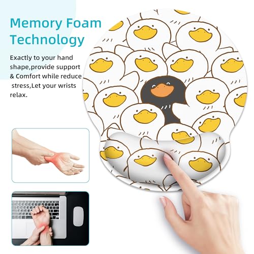Ergonomic Mouse Pad with Wrist Support,Black and White Duck Mouse Pad with Wrist Rest,Relieve Wrist Pain Mousepad Non-Slip Rubber Base,Mouse Pads for Desk,Computers,Laptop,Office,Home,Accessories - color: Black And White Duck