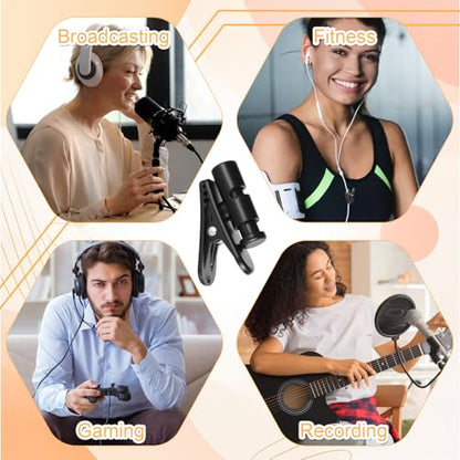 6 Pcs Headphone Clips, Black Headset Cable Clips for Earphone Wire Collar Clamp Clothing Clip Plastic Lapel Mic Clip for 2-4mm Cables