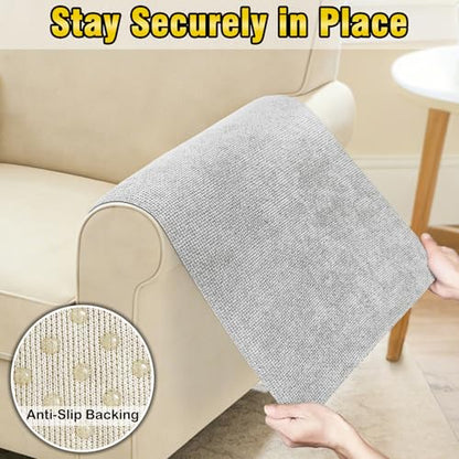 Couch Arm Covers, Sofa Arm Covers, Waterproof Armrest Cover for Sofa, Loveseat, Armchair, Anti-Slip Recliner Arm Cover, Headrest Cover, Arm Chair Covers Set of 2 (Light Gray, 22"×18") - color: Light Gray, size: 22" x 18" - 2 pcs