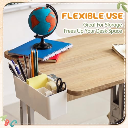 Reallnaive 8 Pcs Desk Side Storage for Classroom Back to School Desk Side Organizer Gift No Drill Holder Clamp Plastic Desks Organizer for Table Chair to Hold Pen Phone Notebook for Office Classroom