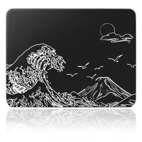 ATTACK SHARK CM05SE Glass Gaming Mouse Pad for FPS & Esports, Nano-Etched Tempered Glass Surface,Ultra-Smooth Low Friction Hard Mousepad,Waterproof Large Desk Mouse Mat for PC Setup,Black Wave - color: Black Wave