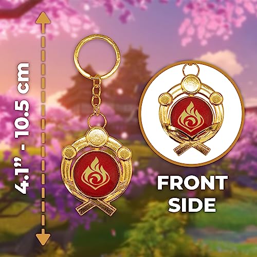 Impact Videogame Colorful Lanyard Keychains Stickers - color: Inazuma Pyro