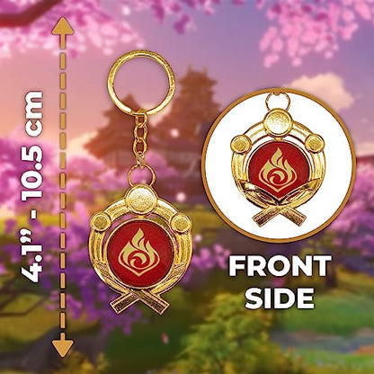 Impact Videogame Colorful Lanyard Keychains Stickers - color: Inazuma Pyro