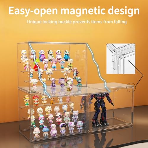 Acrylic Collectible Display Box Transparent Figure Display Box, with Magnetic Door, Stackable Design Dustproof Mini Figure Display Stand Display Organizer Countertop with Adjustable Shelves - size: Fourth floor