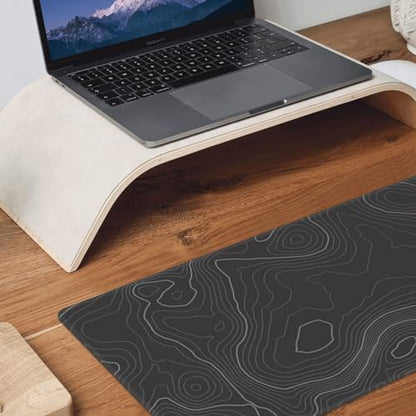 Topographic Contour Extended Big Mouse Pad Large,Gaming Mouse Pad Desk Pad,31.5×11.8 Inch Long Computer Keyboard Mouse Mat Mousepad with 3mm Non-Slip Base and Stitched Edge for Gaming and Office - color: Topographic Contour