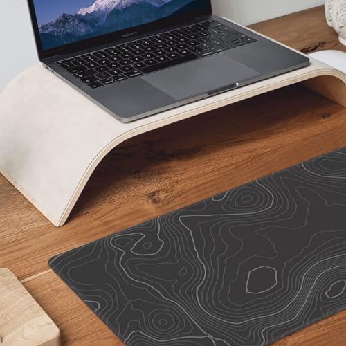 Topographic Contour Extended Big Mouse Pad Large,Gaming Mouse Pad Desk Pad,31.5×11.8 Inch Long Computer Keyboard Mouse Mat Mousepad with 3mm Non-Slip Base and Stitched Edge for Gaming and Office - color: Topographic Contour