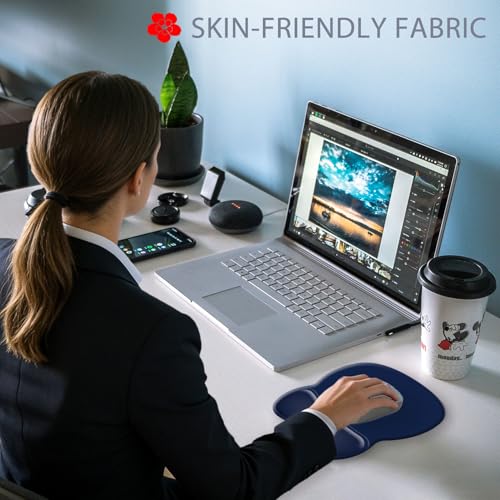 Ergonomic Mouse Pad with Wrist Rest, Gel Concave Mouse Pad with Non-Slip Base, Pain Relief Mouse Pads with Smooth Wrist Support for Office & Home (Deep Blue) - color: Deep Blue