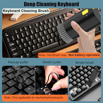 VICHYIE 20 in 1 Multifunctional Cleaner Kit for Electronic Devices, Keyboard Cleaning Brush, Headphones Cleaner Kit for AirPods, Multi-Tool for Cleaning Laptop, Earbuds, Camera, Cellphones (Black) - color: Black
