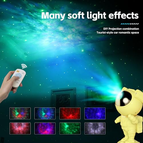 SFOUR Astronaut Galaxy Projector Night Light，Lights for Bedroom,Kids Room Decor Aesthetic, Adjustable Head Angle,Gift for Kids Adults Home Party Ceiling Decor，Christmas Gift - color: Yellow