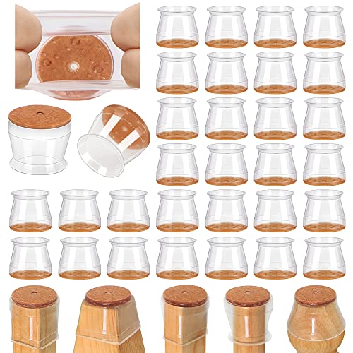 VIUME 32 Pcs Chair Leg Floor Protectors for Hardwood Floors Silicone Covers to Protect Wood Tile Floors Scratches Felt Pads Furniture Leg Caps Reduce Noise (Fit:1.3"-2") - color: Clear-32pcs, size: Universal L