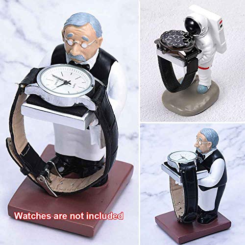 Pilarmuture Watch Display Stand Jewelry Organizer Astronaut/Old Housekeeper Handmade Watch Holder Resin Figurine Jewelry Watch Storage Rack Eyeglass Holder for Office Home Decoration - size: 1#old housekeeper