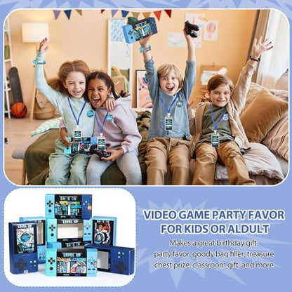 243 Pcs Video Game Party Favors for 24 Kids Gamer Goodie Bag Stuffers for Boys Gaming Birthday Party Supplies with Gift Boxes, VIP Pass, Balloons, Bracelets, Keychains, Badges, 3D Stickers - color: Blue