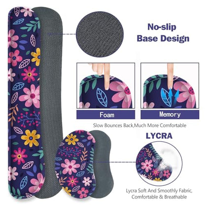 ToLuLu Extended Gaming Mouse Pad, Memory Foam Ergonomic Keyboard Mouse Wrist Rest Support Set, Large Desk Mat with Stitched Edges, Non-Slip Base Mousepad for Home Office Game Study, Purple Flowers - color: Purple Flowers
