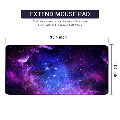 Extended Gaming Mouse Pad(35.4x15.7 in), Large Desk Pad Laptop Computer Keyboard Mat Waterproof Desk Decor Writing Pad for Work, Game, Office, Home - Galactic - color: Galactic-1