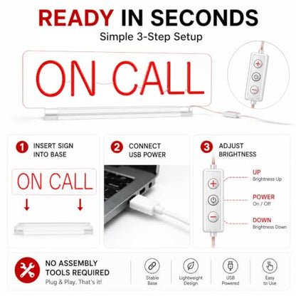 On Call Neon Sign with Acrylic Stand Base, On a Call Sign for Office, Tabletop Quiet LED Sign, Video Call In Progress Don't Disturb Quiet Zoon Desk Light Up Sign, For Game Room, Live House, Streaming, Studio - color: On Call