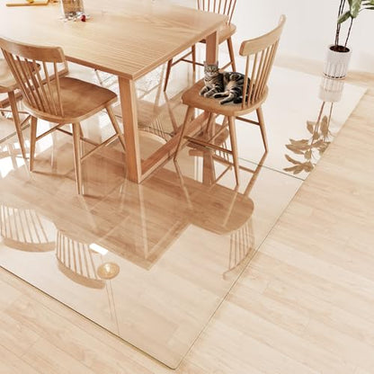 Tempered Glass Chair Mat 80"x60" – Ultra-Clear Office Chair Mat for Hardwood Floors & Low-Pile Carpets – Heavy-Duty 0.2" Scratch-Resistant Surface with Non-Slip Pads – Supports 1,000 lbs - size: 80"x60"