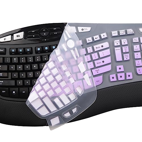 Keyboard Cover for Logitech K350 Wireless Wave Keyboard,& MK570 MK550 Wireless, Logitech K350 MK550 MK570 Keyboard Accessories Protective Skin-Rainbow-OmbrePurple - color: OmbrePurple