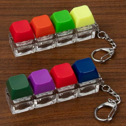 2 PCS 4-in-1 Keyboard Fidget Toy Keychain, Finger Clicky Button Toy Stress Relief Keychain with Swappable Keycaps, Mini Mechanical Key Fidget for Office Desk Focus Gifts (Bright) - color: Bright