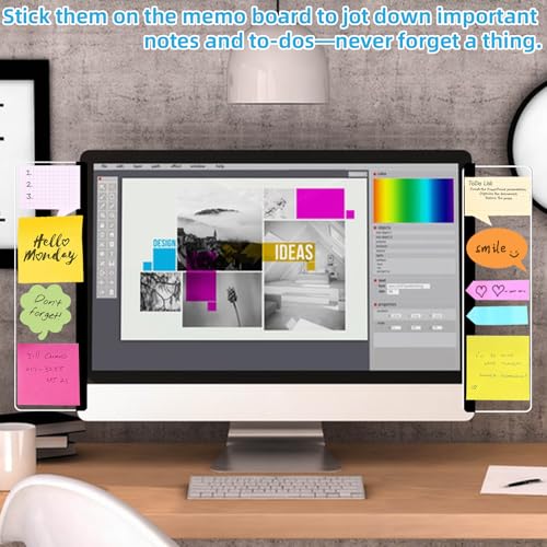 2 Pack Computer Monitor Memo Board, Acrylic Computer Monitor Sticky Note Holder, Transparent Side Panel Office Desk Organizer,Home Office Desk Accessories, Office Supplies for Women Men Computer ﻿