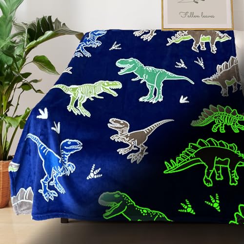 COMFAR Dinosaur Blanket for Boys, Dinosaur Glow in The Dark Blanket for Kids/Toddler/Baby, Soft Fleece Blankets and Throw, Birthday 40"x 50" - color: Dinosaur 9, size: 40"x 50"