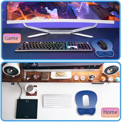 Ergonomic Mouse Pad with Wrist Rest, Comfortable Gel Concave Mouse Pad with Non-Slip Base, Pain Relief Mouse Pads with Smooth Wrist Support for Office & Home (Gradient Blue) - color: Gradient Blue