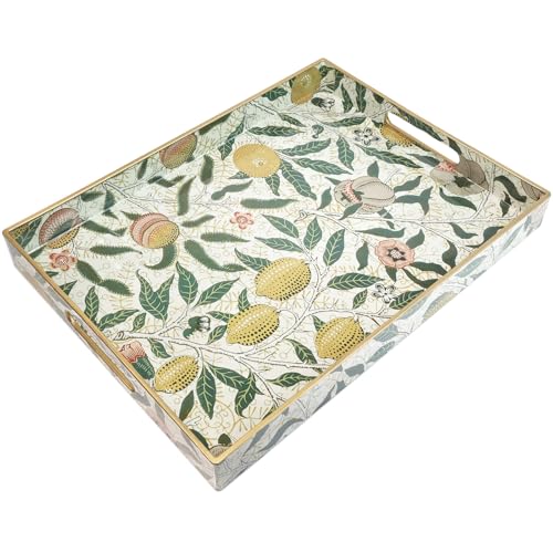 Spsyrine Lemon Serving Tray with Handles, Plastic Decorative Tray for Coffee Table, Living Room, Home Decor - color: Multi L
