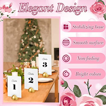 20 Pieces Round Table Number Cards Stands Modern Cursive Table Number 1-20 for Wedding Reception Anniversary Party Restaurant Events 4 x 6 Inches(Gold)